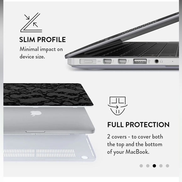 BURGA Magnetic Hardshell MacBook Case Black Lace Design MacBook Air 13 NEW - Picture 4 of 9
